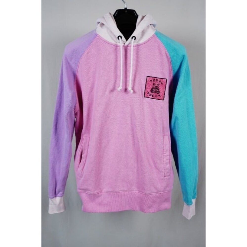 Teddy Fresh Pastel Color Block Streetwear Hoodie Sweatshirt Size M